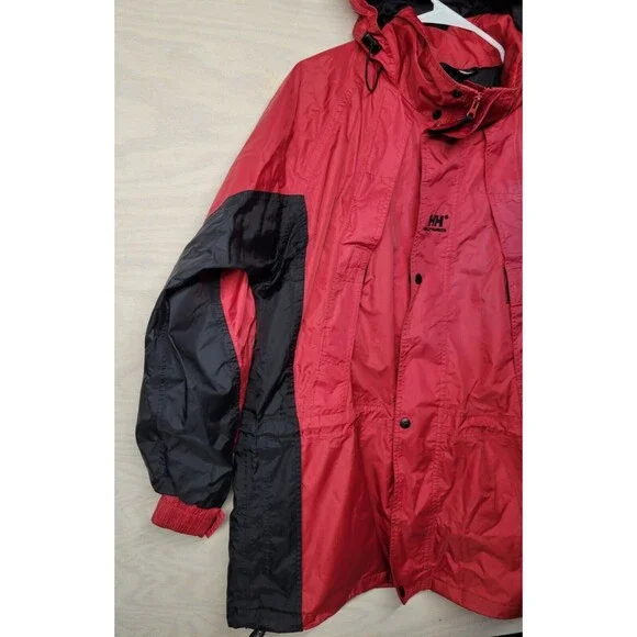 Helly Hansen Men's SZ M Coat Jacket Hooded Packable Outdoor Zip Pockets Red
